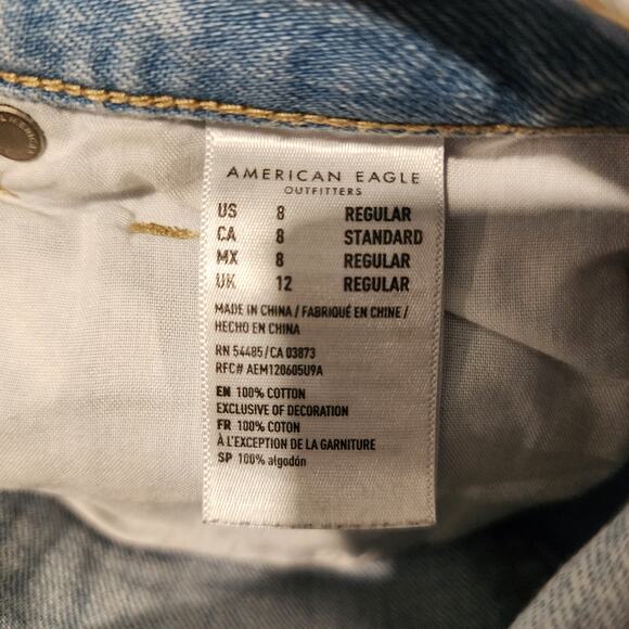 American Eagle Mom Jeans Women's 8R Medium Wash Distressed Denim - Picture 8 of 8